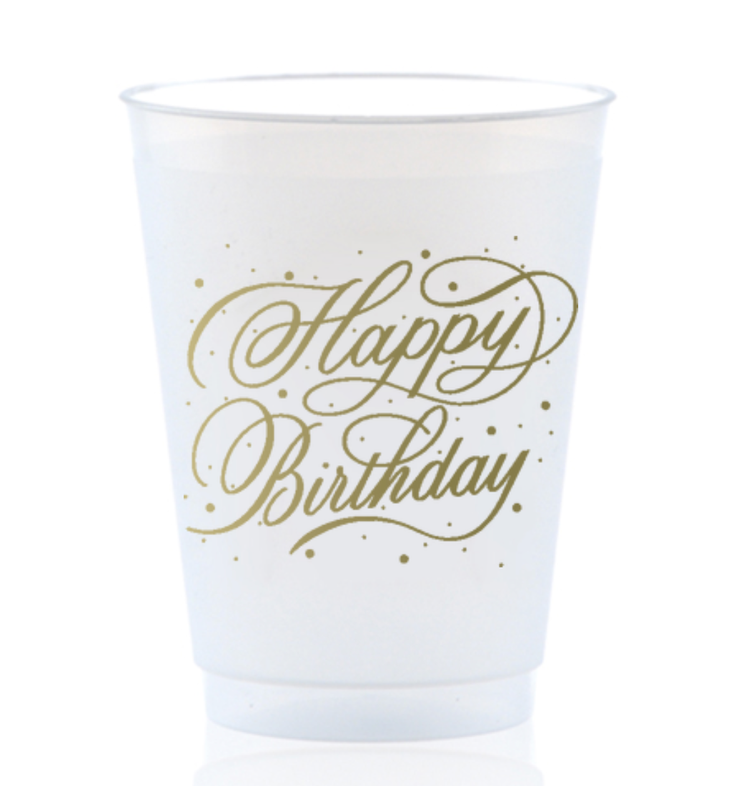Frosted Shatterproof Cups - Happy Birthday | Set of 8