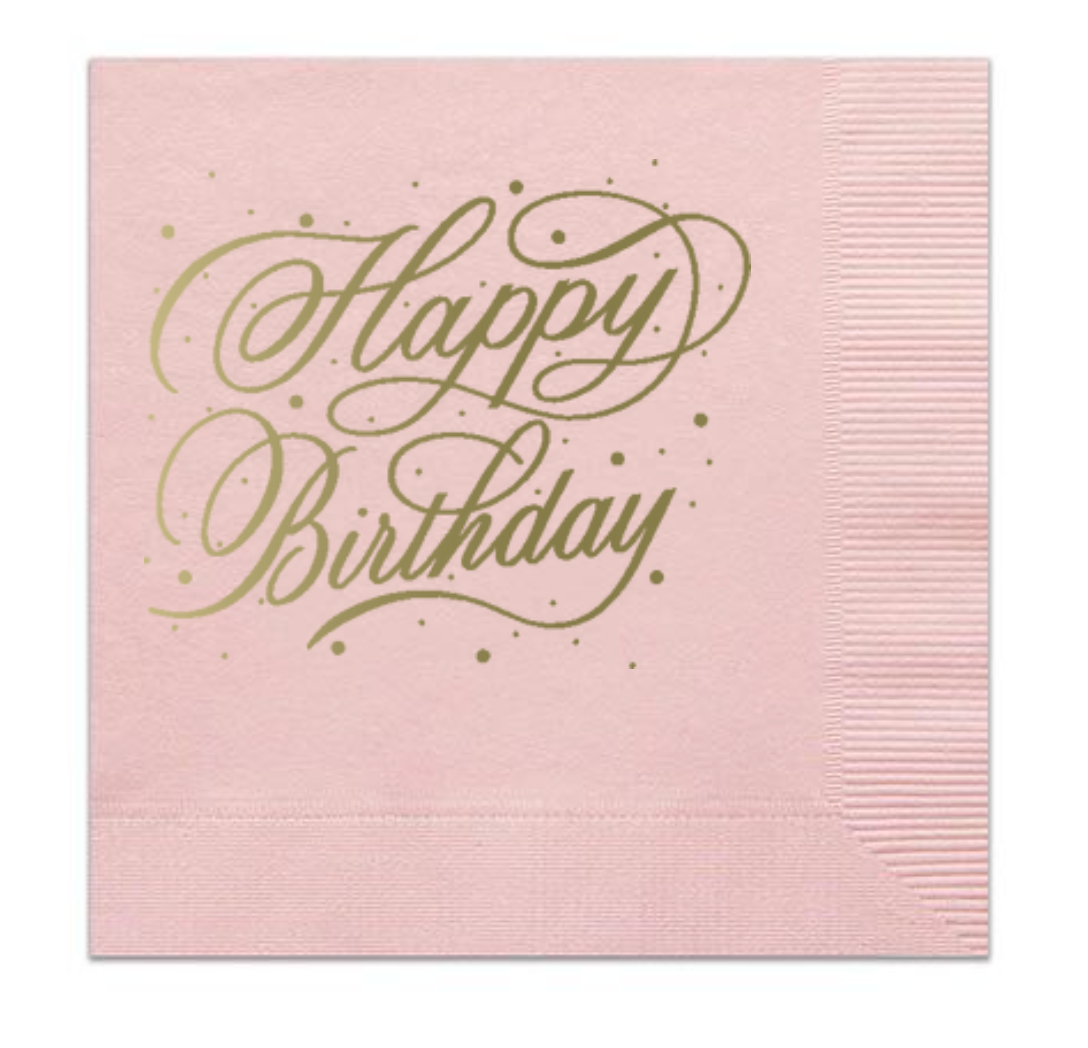 Beverage Napkins - Happy Birthday - Pink