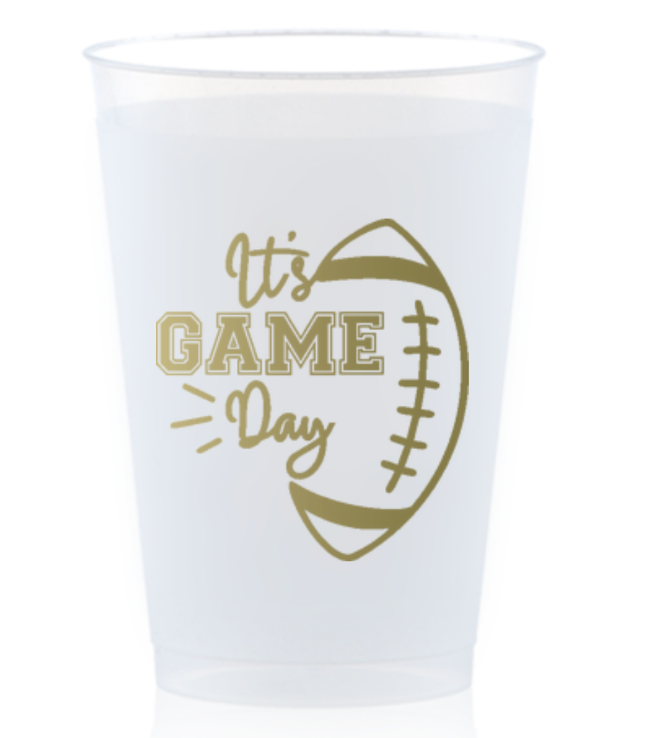 Frosted Shatterproof Cups - It's Game Day - Wine or Bubbly Toasting Size