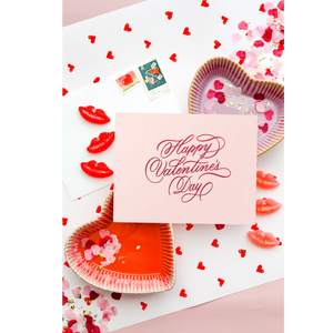 Cards - Happy Valentine's Day - Light Pink with Shiny Red Foil